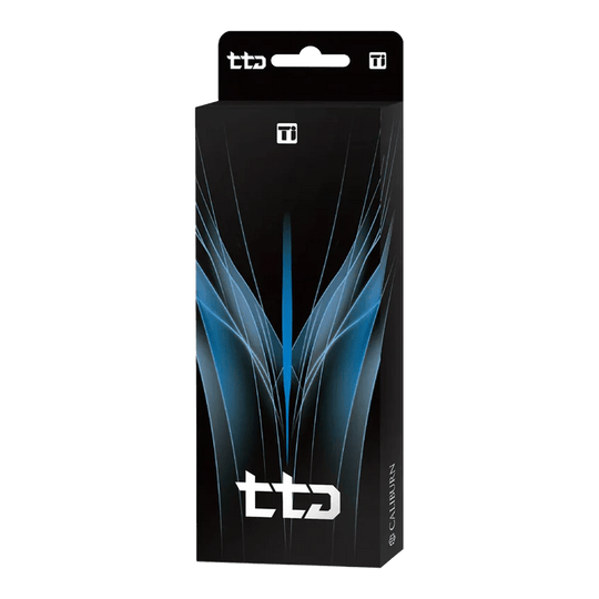 Caliburn TTD Complete Titanium T3 Rainbow Steeldarts - 7g. Das Bild zeigt einen Steeldartpfeil mit einem regenbogenfarbenen Titankörper.