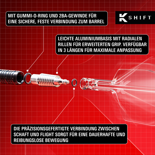 Target K-Shift No2 Standard Flights - Clear Target K-Shift No6 Flights in klarer Ausführung sind auf dem Bild zu sehen. Sie werden als Zubehör für Dartpfeile verwendet.