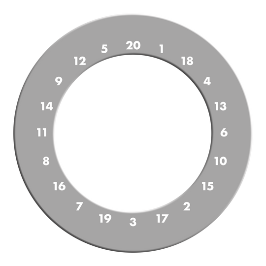 Zu sehen ist ein graues Dartboard Surround ohne Logo. Die Umrandung schützt die Wand vor Pfeilen beim Dartspielen.