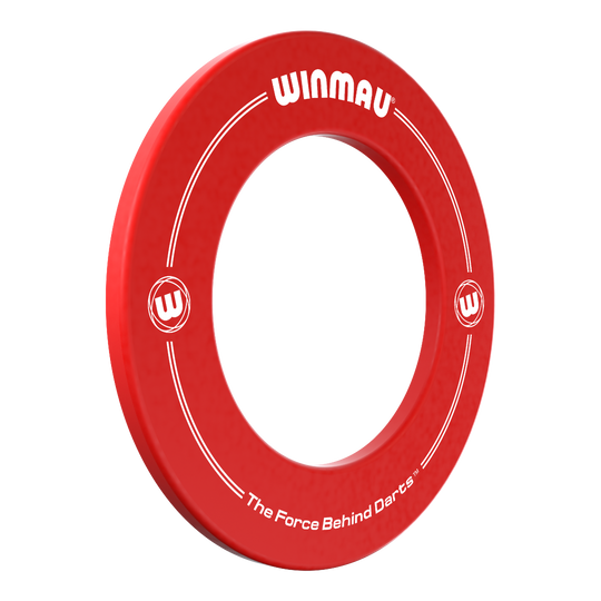 Auf dem Bild ist ein Dartboard Surround in Rot dargestellt. Dies ist das Winmau Dartboard Surround.
