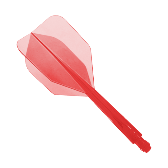 Condor Ax Clear Red Flight System Small - XL - 37.5 mm Das Bild zeigt ein rotes Dartflight-System mit integrierter Flight und Shaft. Es handelt sich um das Modell "Condor Axe Clear Red Flight-System Small - XL - 37,5 mm".