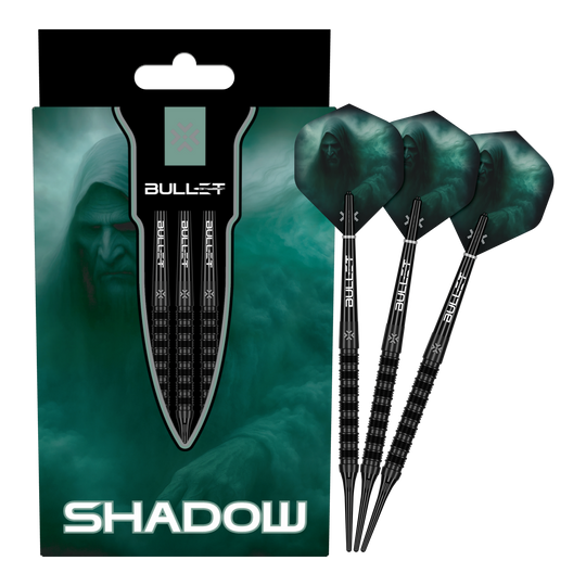 Das Foto zeigt die Bullet Shadow Softdarts - 20g in Gesamtansicht. Diese Darts eignen sich bestens zum präzisen Werfen.