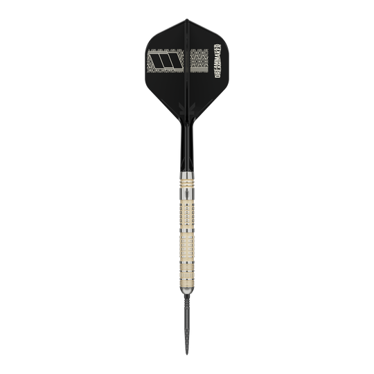 Zu sehen sind die Target Dimitri Van Den Bergh 95K Swiss Point Steeldarts. Die Abbildung gibt einen Eindruck vom Produktdesign.