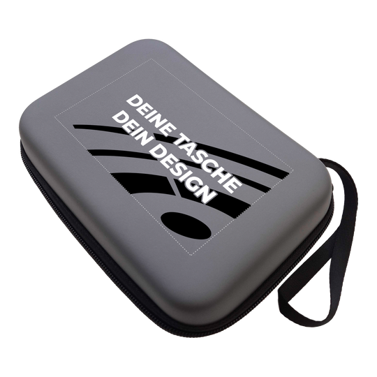 System-4 dart case with your design Zu sehen ist ein McDart System4 Dartcase in Grau. Das Etui befindet sich in geschlossener Ansicht.