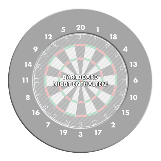 HD Numbers Dartboard Surround - Custom Colors Ein Dartboard Surround in Grau ist auf dem Bild zu sehen. Es bietet Schutz und eine neutrale Optik für das Dartboard.