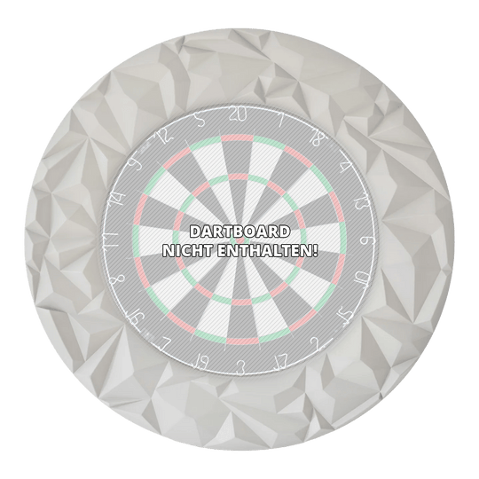 Precise 180 3D Dartboard Surround Subterra - Nordic Grey Das Foto zeigt das Precise 180 3D Dartboard Surround Subterra in Nordic Grey. Es handelt sich um ein hochwertiges Zubehör für Dartboards, das Schutz und Stil vereint.