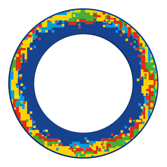 Dieses Bild zeigt das Produkt mit dem Namen 'MSF-H2_McDart_Pixel_Dartboard_Surround_Blau_2'. Es handelt sich vermutlich um ein Zubehör für Dartboards in blauer Farbe.