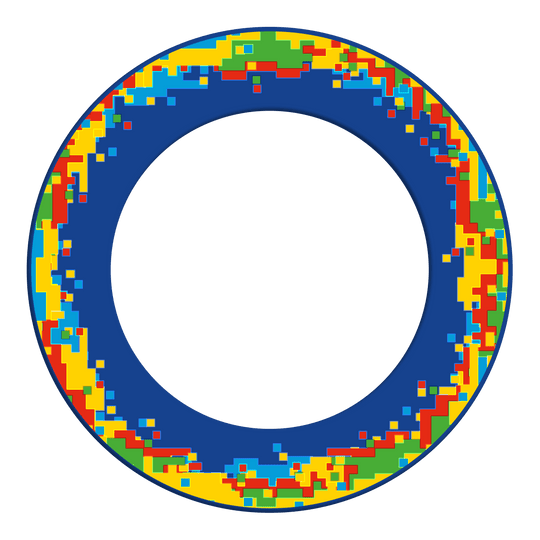 McDart Pixel Dartboard Surround Dieses Bild zeigt das Produkt mit dem Namen 'MSF-H2_McDart_Pixel_Dartboard_Surround_Blau_2'. Es handelt sich vermutlich um ein Zubehör für Dartboards in blauer Farbe.