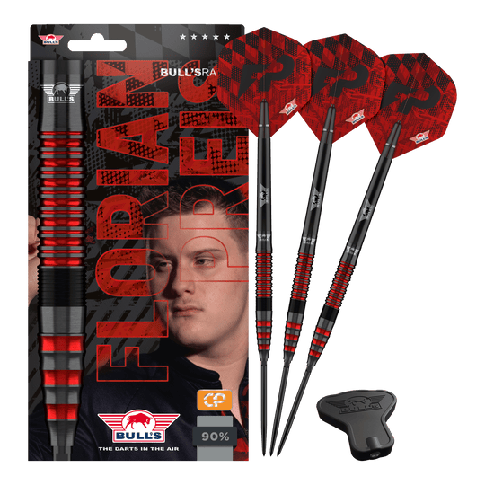 Bulls NL Florian Price 90 Convertible Point Steeldarts Abgebildet wird Bulls NL Florian Preis 90 Convertible Point Steeldarts. Das Set ist übersichtlich angeordnet.