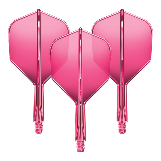Abgebildet ist ein Flight-Shaft-System für Darts in Neonpink mit einer Länge von 19mm. Das Set gehört vermutlich zur GOAT A1R No6 Serie.