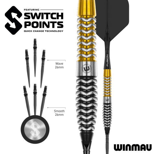 Winmau Exion Torpedo Switch Points Steeldarts Das Bild zeigt vermutlich einen Winmau Exion Torpedo Switch Points Steeldarts aus einer anderen Perspektive. Es handelt sich um ein Produkt speziell für den Dartsport.