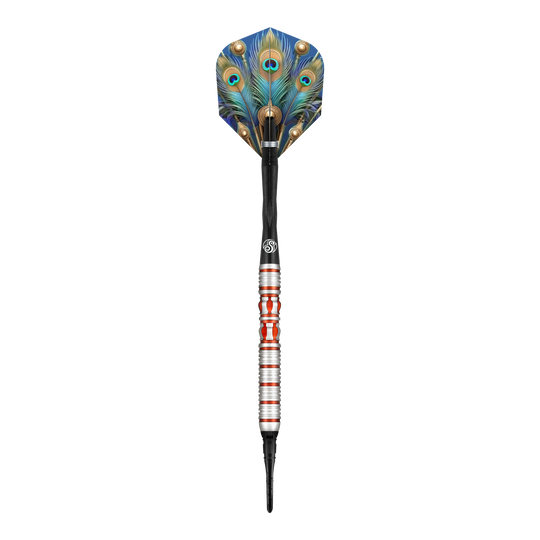 Shot Roman Empire Juno soft darts Dies ist ein Softdart aus der Serie "Shot Roman Empire Juno". Er hat ein auffälliges Design mit bunten Farben und einem Flight im Pfauenfeder-Look.
