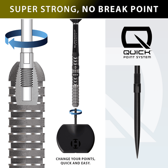 Abgebildet sind die Harrows Dave Chisnall Chizzy Series 4 Quick Point Steeldarts. Sie eignen sich ideal für ambitionierte Dartspieler.