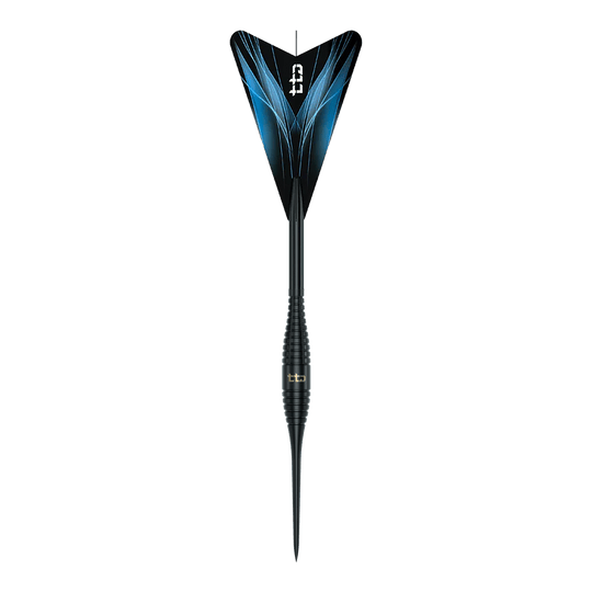 Das ist ein Bild der Caliburn TTD Complete Titanium T2 Black Steeldarts - 6g. Die Steeldarts sind schwarz und wiegen 6 Gramm.