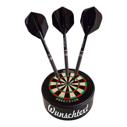 McDart Precision Mini Dartboard with custom text Das Bild zeigt einen Artikel mit dem Dateinamen 765_McDart_Mini_Precision_Dartboard_Darthalter_1_Freehand521. Weitere Details zum Produkt sind nicht gegeben.