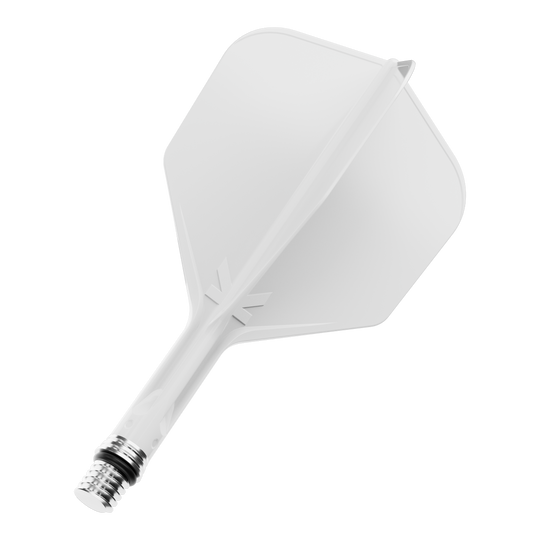 Auf dem Bild ist ein Set Flights mit dem Namen 410540_Target_KShift_No6_Flights_Wei_19mm_1 zu sehen. Die Flights sind weiß und einzeln dargestellt.