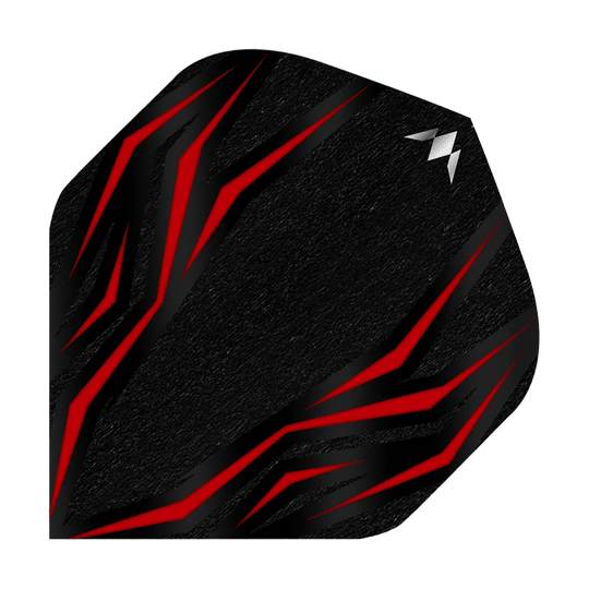 Mission Lava Red No6 Flights sind auf diesem Bild abgebildet. Die Flights sind in Rot und werden für Dartpfeile verwendet.