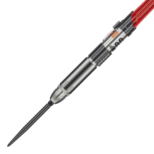Gezeigt werden die Target Star Wars Darth Vader Light Saber Limited Edition Steeldarts - 24g. Die Dartpfeile sind eine limitierte Sonderedition mit Star Wars Thema.