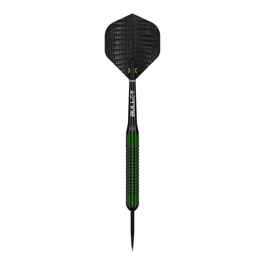 Bullet Gator Brass Steel Darts - 22g Das Bild zeigt die Bullet Gator Brass Steeldarts - 22g. Es handelt sich um Steeldarts mit einem Gewicht von 22 Gramm.