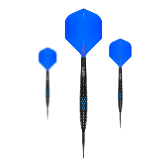 Das Bild zeigt ein Set der Red Dragon AMP Torpedo Switch Point Steeldarts. Es handelt sich um ein komplettes Dart-Set für Profis und Einsteiger.