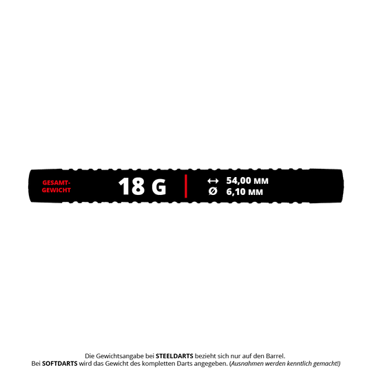 Hier sieht man einen McDart Double Ring Softdart Barrels - 18g. Das Barrel besitzt eine doppelte Ringstruktur.