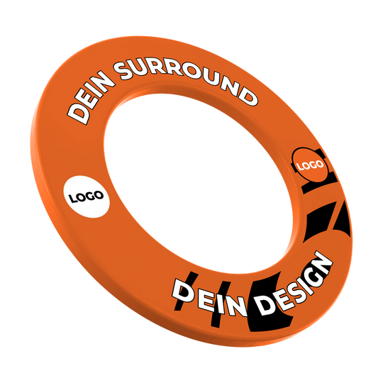 Dartboard surround with your design Dieses Bild zeigt ebenfalls ein Dartboard Surround in Neonorange. Der Dateiname ist 'MSF-NeonOrange_Dartboard_Surround_Wunschdruck_NeonOrange_1'.