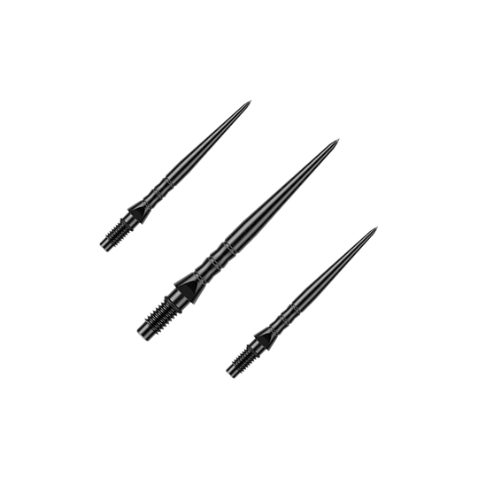 Winmau Switch Point Wave steel dart tips - black Das Bild stellt ein Set schwarzer Steeldartspitzen in der Länge von 26 mm dar. Dieses Set ist für Steeldartspieler gedacht.