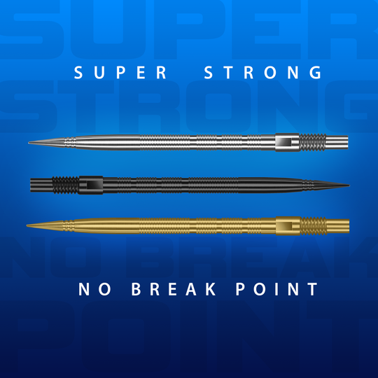 Harrows Quick Point Micro Ridge Dart Tips - Gold Abgebildet sind Harrows Quick Point Micro Ridge Dartspitzen in Schwarz. Die Oberfläche ist mit feinen Rillen strukturiert.