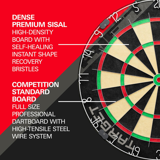Target Rift steel dartboard set Das Bild zeigt das Target Rift Steeldartboard Set. Das Set ist ideal für Dartspieler geeignet.