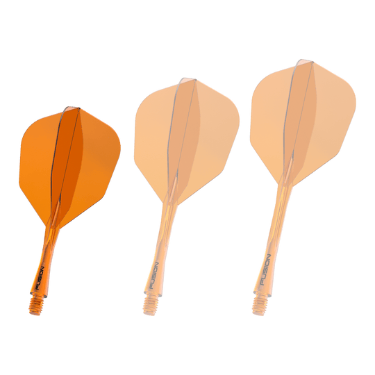 Winmau Fusion Flight Shaft System No6 Neon Orange Das Bild zeigt das Winmau Fusion Flight Shaft System No6 in der Farbe Neon Orange mit einer Länge von 22 mm. Es handelt sich um eine weitere Ansicht des Produkts.