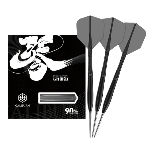 Caliburn Chord C3 steel darts - 22.5g Abgebildet sind die Caliburn Chord C3 Steeldarts mit 22,5 Gramm in voller Ansicht. Diese Darts bieten eine gute Balance und Kontrolle.