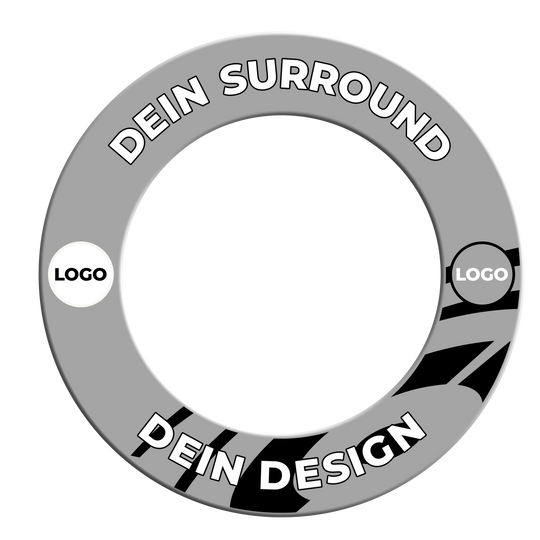 Dartboard surround with your design Ein Bild mit dem Dateinamen MSF-Grau_Dartboard_Surround_Wunschdruck_Grau_2. Vermutlich ist ein graues Dartboard-Surround abgebildet.
