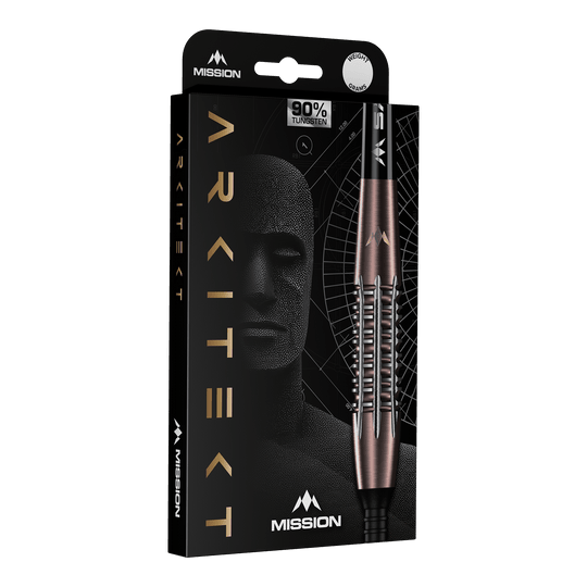 Mission Arkitekt Bronze Silica PVD Steeldarts - 23.5g Abgebildet ist Mission Arkitekt Bronze Silika PVD Steeldarts - 23,5g. Die Darts besitzen ein glänzendes bronzenes Finish.
