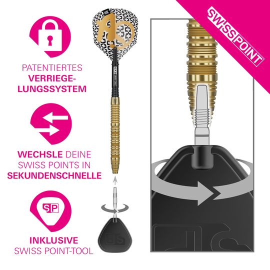 Target Bolide Envy 01 Swiss Point steel darts Auf dem Bild erkennt man die Target Bolide Envy 01 Swiss Point Steeldarts. Die Steeldarts bieten eine ausgezeichnete Balance für präzises Spielen.