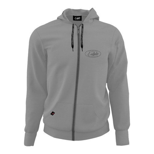 L-Style Hoodie - Grey Der Hoodie „L-Style Hoodie - Grau“ ist grau, hat eine Kapuze und einen durchgehenden Reißverschluss. Auf der linken Brust befindet sich ein dezentes L-Style Logo.