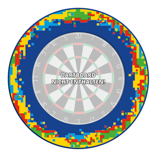 Zu sehen ist das Produkt 'MSF-H2_McDart_Pixel_Dartboard_Surround_Blau_3'. Das Foto zeigt vermutlich ein blaues Dartboard-Umrandungszubehör.