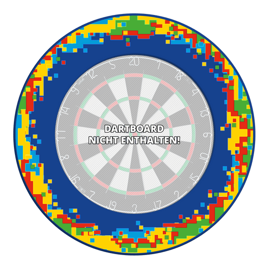 McDart Pixel Dartboard Surround Zu sehen ist das Produkt 'MSF-H2_McDart_Pixel_Dartboard_Surround_Blau_3'. Das Foto zeigt vermutlich ein blaues Dartboard-Umrandungszubehör.