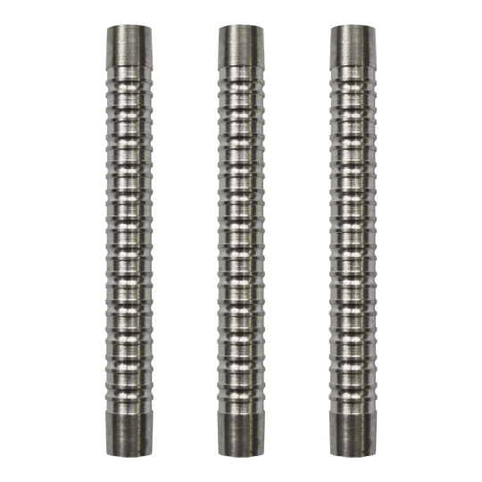 Das Bild stellt ein Set von McDart Double Ring Softdart Barrels - 18g dar. Die Dart-Barrels sind zusammen in einer Reihe dargestellt.