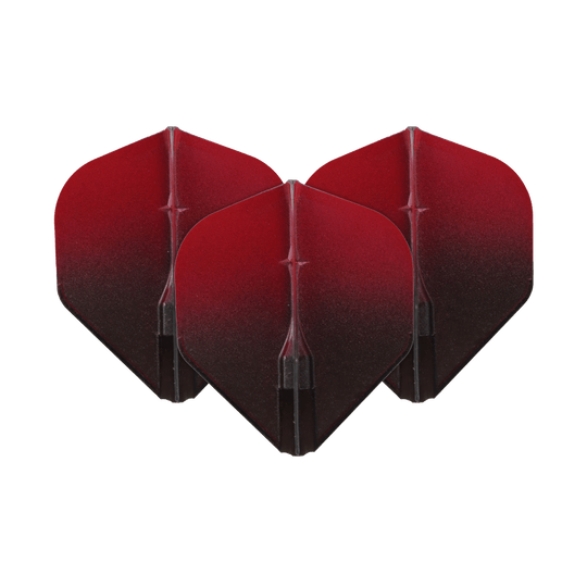 L-Style Two-Tone L1EZ Flights Auf dem Bild sind drei Dartflights zu sehen. Sie sind in einem zweifarbigen Design aus Schwarz und Rot gehalten.