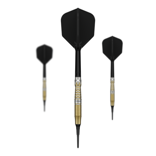 Target Black Marque Enzo Soft Darts - 18g Set der Target Black Marque Enzo Softdarts - 18g abgebildet. Das Set beinhaltet mehrere schwarze Softdarts für exaktes Spiel.