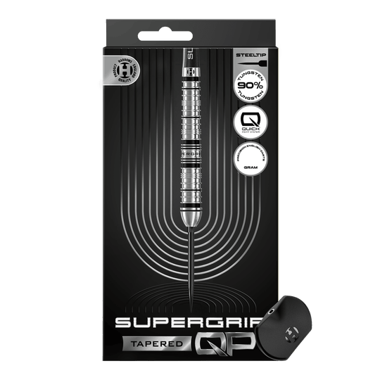 Harrows Supergrip Tapered Quick Point Steel Darts Zu sehen sind die Harrows Supergrip QP Tapered Quick Point Steeldarts. Die Darts bieten ein modernes Design und optimale Spieleigenschaften.
