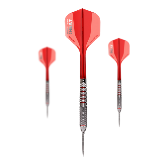 Harrows Damon Heta Geo Quick Point Steeldarts Ein Set Steeldarts der Damon Heta GEO QuickPoint Reihe ist dargestellt. Die Darts sind fein verarbeitet und modern.