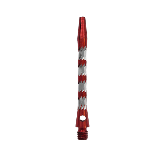 Bulls NL Minor Aluminium Shafts in Rot, 46 mm lang. Das Bild zeigt einen roten Aluminiumschaft für Dartpfeile.