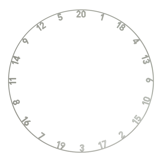 Auf dem Foto ist ein lasergeschnittener Zahlenring in der Farbe Nordic Grey abgebildet. Es handelt sich um die Datei ONE1012_Precise180_OnePiece_Lasercut_Zahlenring_NordicGrey_1.