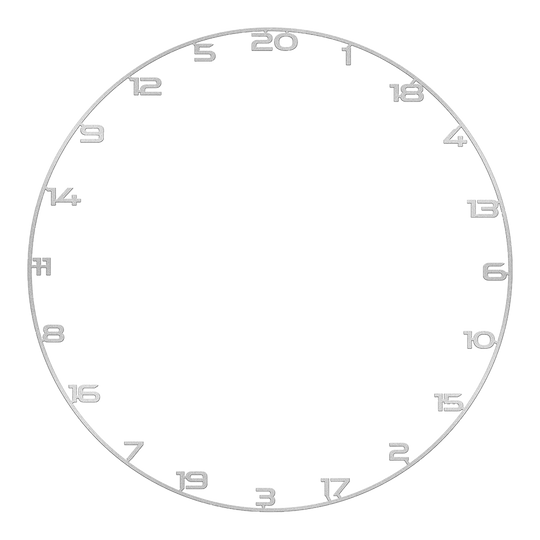 Das Bild zeigt einen Dartboard-Zahlenring in Silber. Der Zahlenring eignet sich zur Anzeige der Punktebereiche am Dartboard.