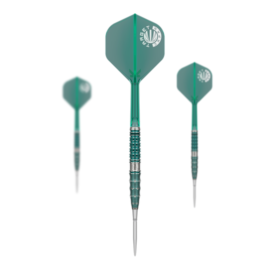 Target Japan Mikuru Suzuki The Miracle GEN7 Swiss Point Steeldarts - 23g Abgebildet ist ein Set Target Japan Mikuru Suzuki The Miracle GEN7 Swiss Point Steeldarts mit 23g Gewicht. Das Produkt ist für den professionellen Dart-Sport konzipiert.