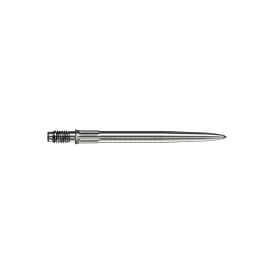 Mehrere silberne Dartspitzen sind dargestellt. Es handelt sich um Mission R25 Rapid Point SM1 Dartspitzen mit 30mm Länge.