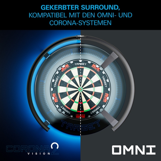 Target Corona Vision Notched Dartboard Surround with Lighting Target Corona Vision Notched Dartboard Surround with Lighting