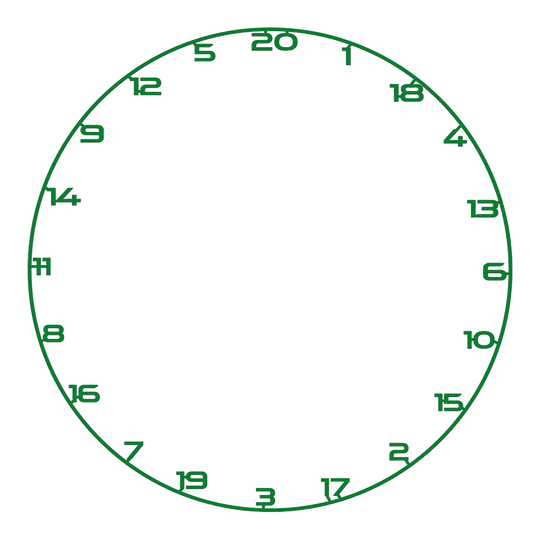 Dieses Bild zeigt ein Dartboard-Zahlenring in Grün. Es ist ideal für Dartboards und wird oft zum Zählen verwendet.