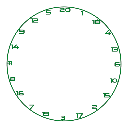 Bullet Dartboard Number Ring Dieses Bild zeigt ein Dartboard-Zahlenring in Grün. Es ist ideal für Dartboards und wird oft zum Zählen verwendet.